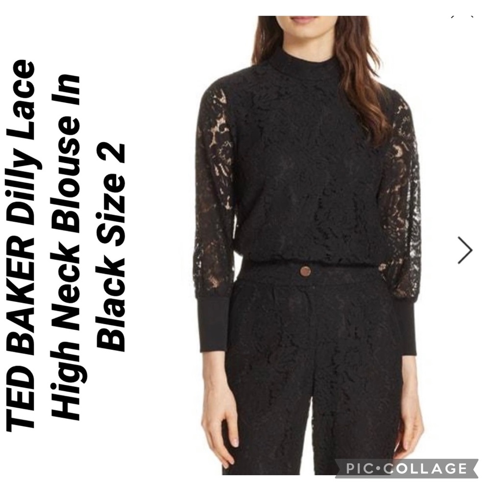 Ted Baker Black Lace High Neck Blouse